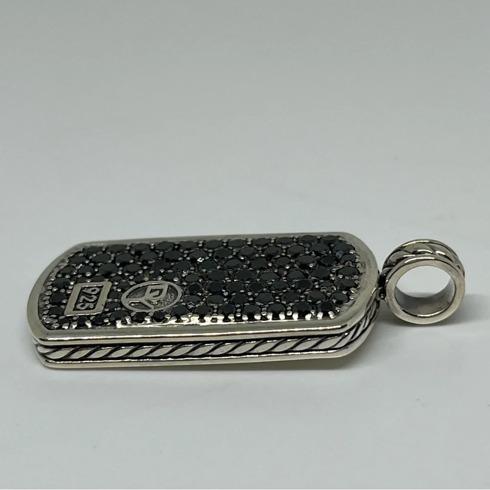 David Yurman dog tag pendent with black diamonds